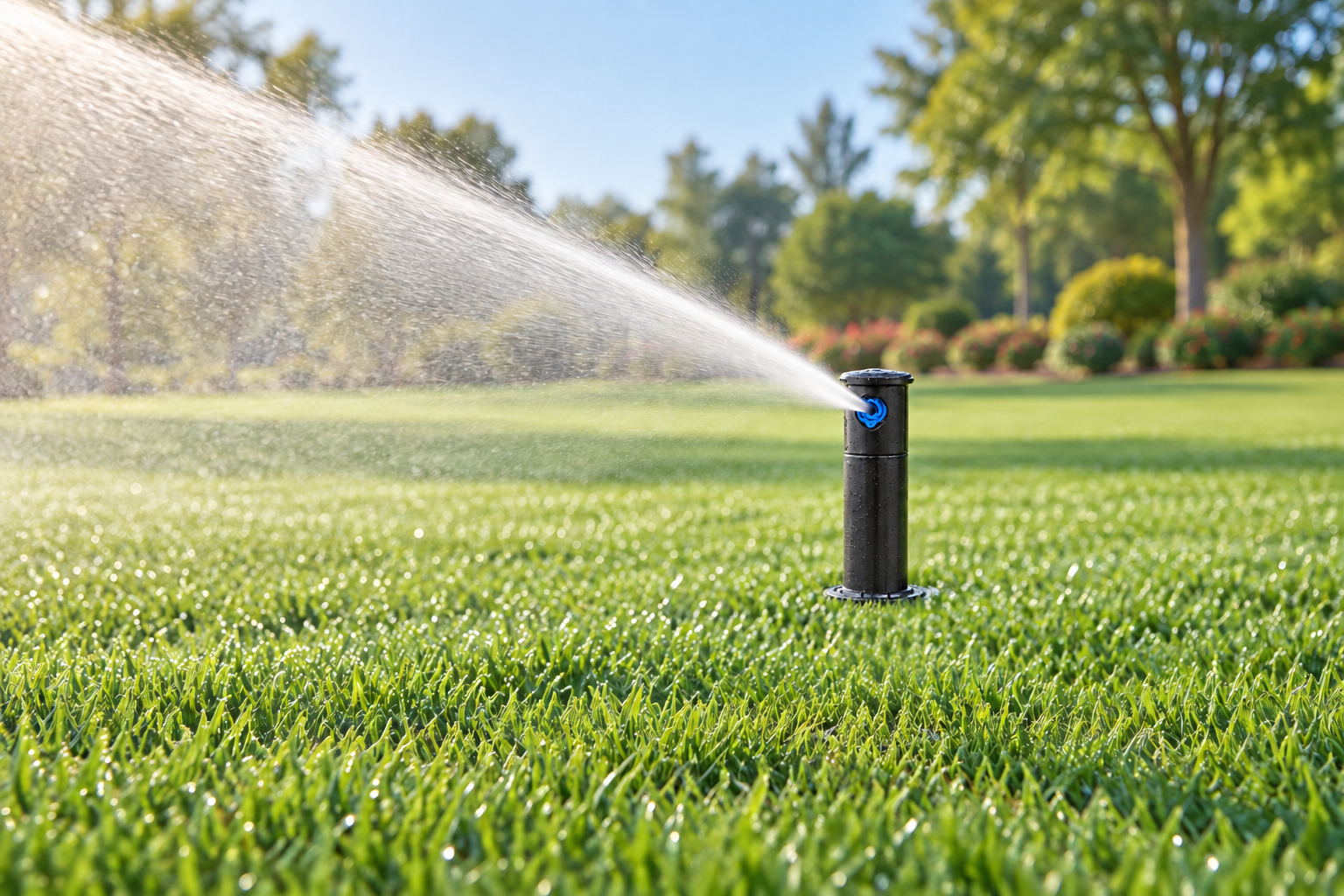 Çim alanda çalışan Supiri SP4300 rotor sprinkler